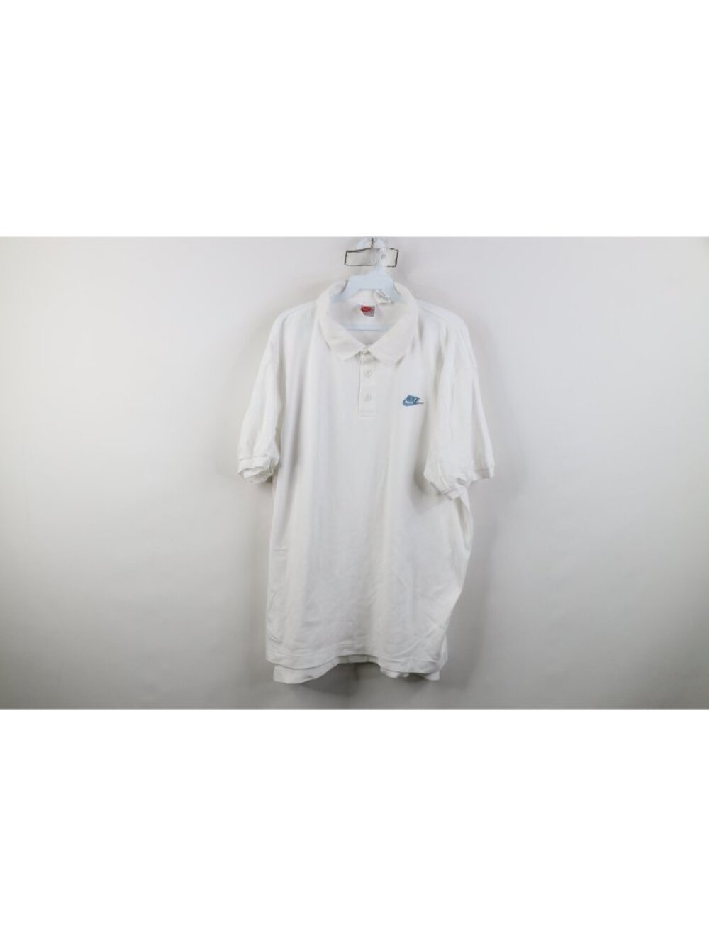 Vintage 90s Nike Mens 2XL XXL Spell Out Soft Cotton Touch Golf Polo Shirt White